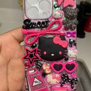 Hello Kitty Pink & Black 3D Bow Charm Phone Case